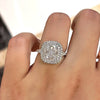 Stunning Double Halo Cushion Cut Engagement Ring In Sterling Silver