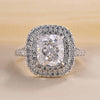 Stunning Double Halo Cushion Cut Engagement Ring In Sterling Silver