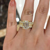 Elegant Golden Tone Emerald Cut 3PC Wedding Set In Sterling Silver