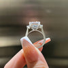 Exclusive Asscher Cut Three Stone Engagement Ring In Sterling Silver