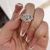 Exclusive Asscher Cut Three Stone Engagement Ring In Sterling Silver