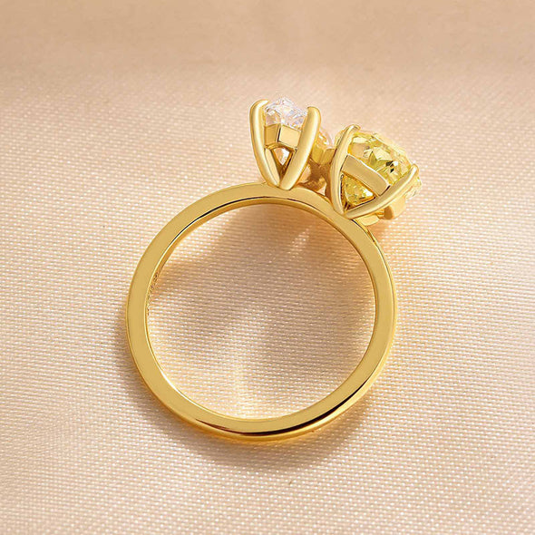 Unique Double Stones Design Marquise & Pear Cut Sterling Silver Engagement Ring