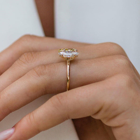 Unique Double Stones Design Marquise & Pear Cut Sterling Silver Engagement Ring