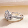 Exquisite Radiant Cut Halo Three Stone Engagement Ring In Sterling Silver