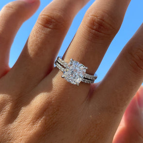 3.0 Carat Cushion Cut Bridal Set In Sterling Silver