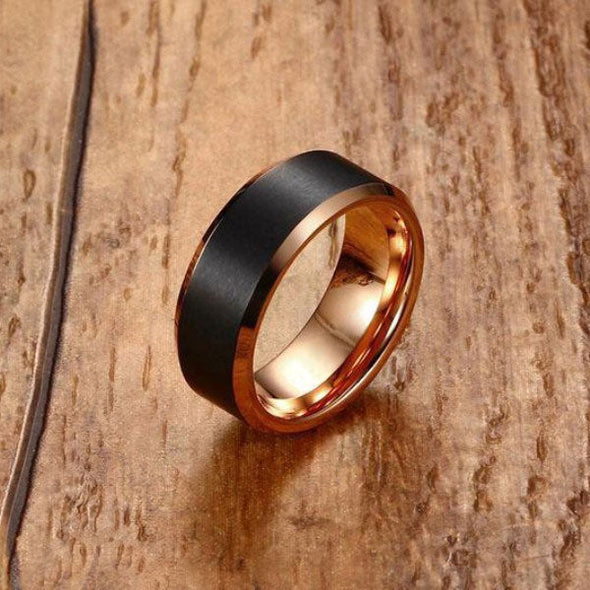 Fashion Tungsten Rose Golden & Black Men's Ring