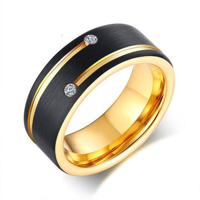 Fashion Round Cut Two Tone Tungsten Men's Band