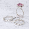 Vintage Colored Cushion Cut Halo 4 Pcs Bridal Set