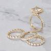 Vintage Colored Cushion Cut Halo 4 Pcs Bridal Set