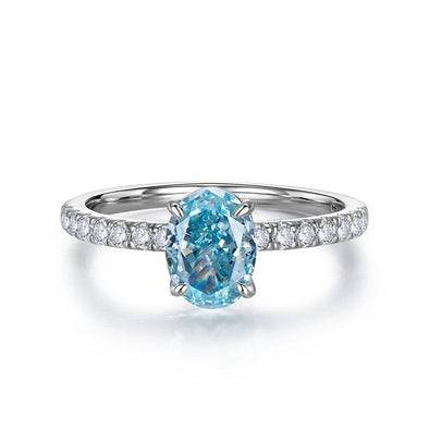 Aquamarine Oval Cut Sterling Silver Engagement Ring