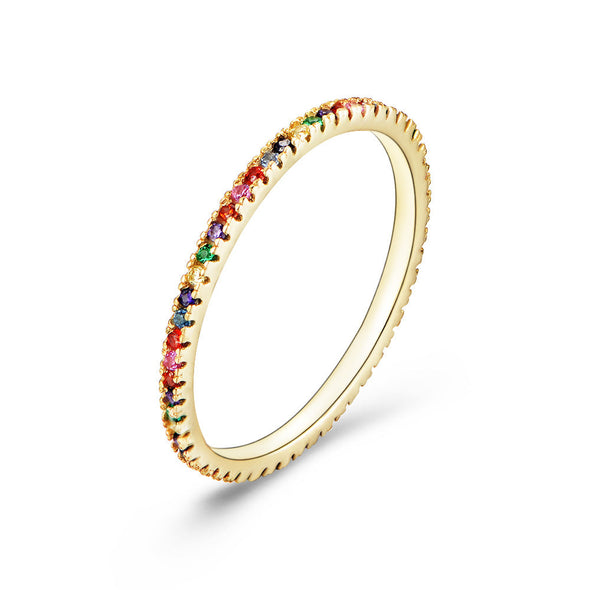 Dazzling Golden-Tone Multi-Color Eternity Band Stackable Ring