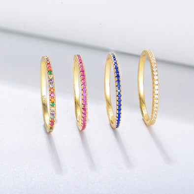 Dazzling Golden-Tone Multi-Color Eternity Band Stackable Ring