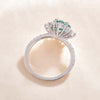 Exquisite Snowflake Round Cut Cyan Blue Engagement Ring In Sterling Silver