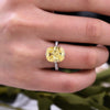 Yellow Stone Radiant Cut Engagement Ring in Sterling Silver for Wedding