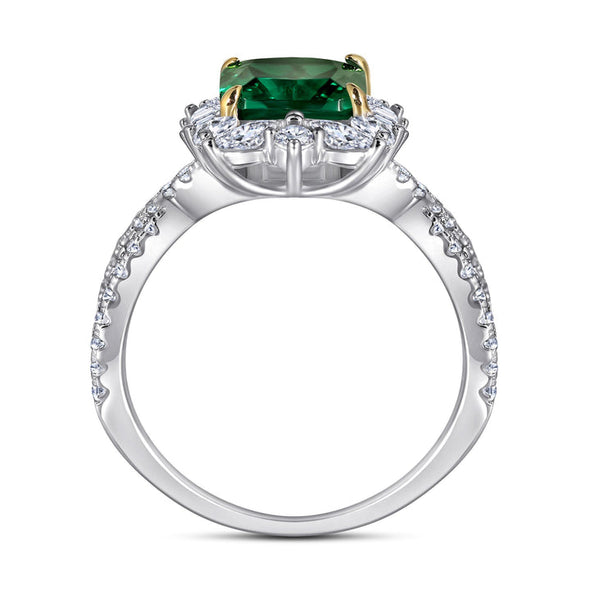 Split Princess Cut Sterling Silver Engagement Ring