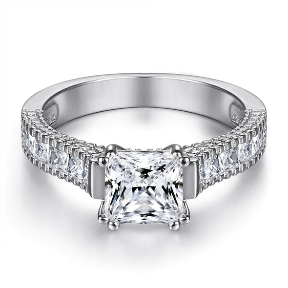 Cushion Cut 2 in 1 Sterling Silver Bridal Set