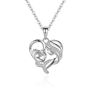 Mommy's love Exquisite Heart Design Sterling Silver Pendant Necklace