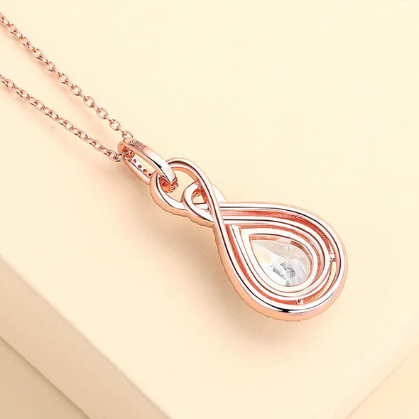 Halo Pear Cut Infinity Pendant Necklace