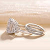 2PCS Radiant Cut Three Stone Sterling Silver Wedding Bridal Set