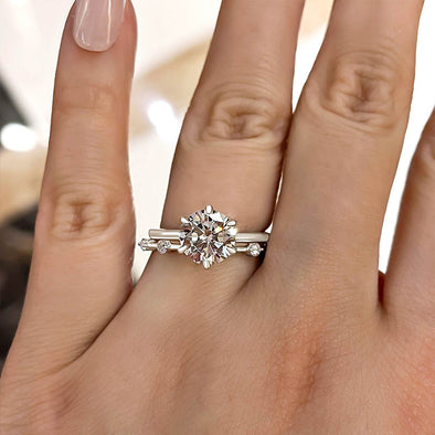 Classic Round Cut Solitaire Wedding Bridal Set In Sterling Silver