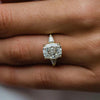 Exquisite Golden Tone Cushion Cut Three Stone Sterling Silver Engagement Ring