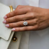 Luxurious Golden Tone Cushion Cut Engagement Ring In Sterling Silver