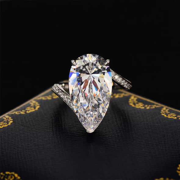 6.5CT Pear Cut Bypass Sterling Silver Engagement Ring