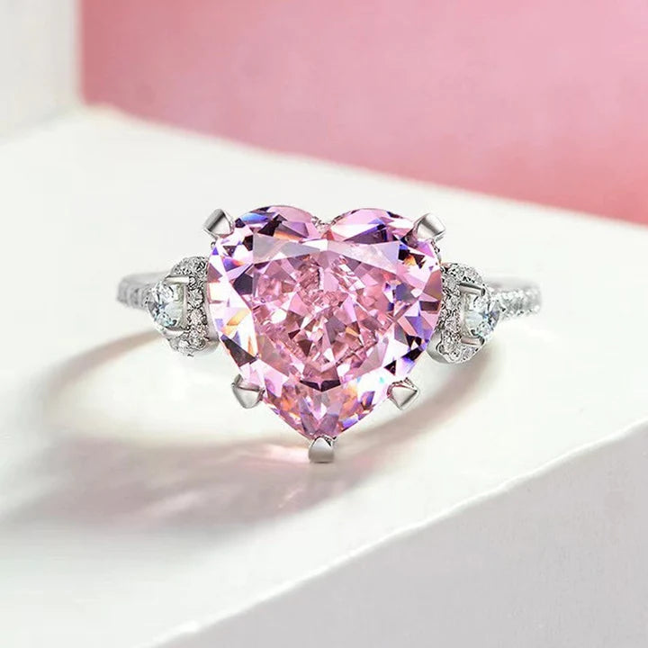 Romantic Pink Gemstone Heart Cut Sterling Silver Engagement Ring – Juluro
