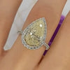 3.0ct Halo Yellow Pear Cut Sterling Silver Engagement Ring