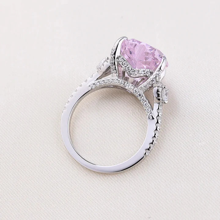 Romantic Pink Gemstone Heart Cut Sterling Silver Engagement Ring – Juluro