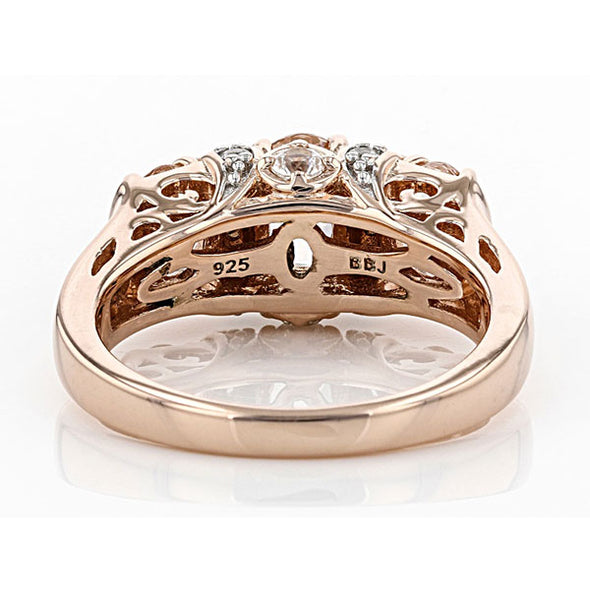 Luxurious Rose Golden Tone Champagne Sterling Silver Engagement Ring