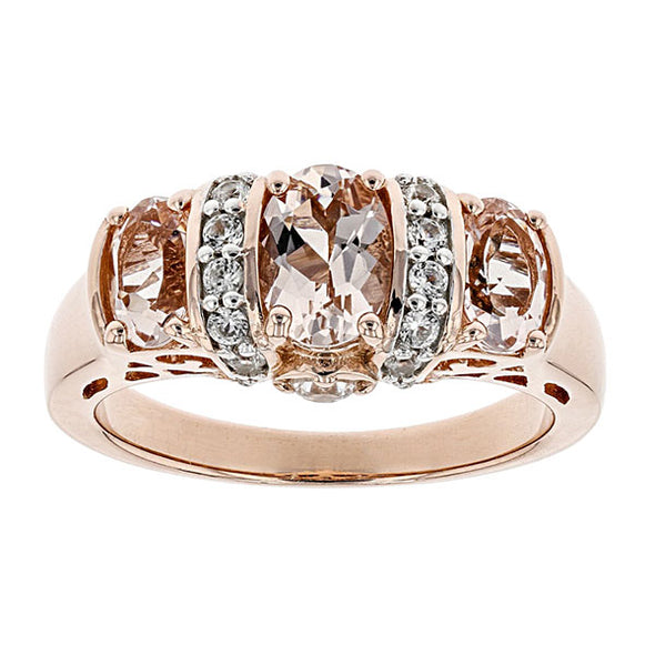Luxurious Rose Golden Tone Champagne Sterling Silver Engagement Ring