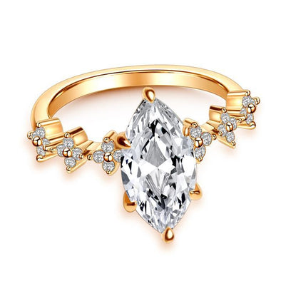 Shape of Flower Marquise Cut Engagement Ring