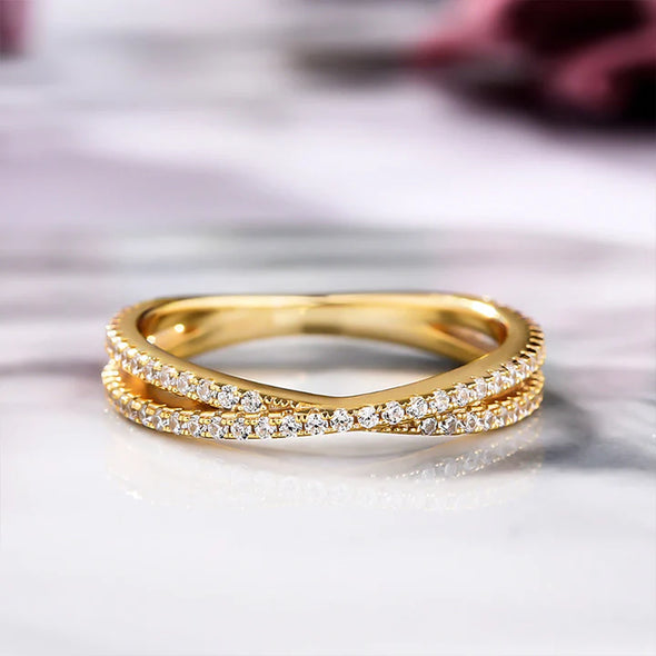 Classic Golden Tone Radiant Cut Sterling Silver Bridal Set with Two Tone Band