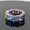 7.5ct Pear Cut Multi Color Rainbow Color Sterling Silver Eternity Wedding Band