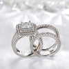 Halo Princess Cut Sterling Silver Bridal Set