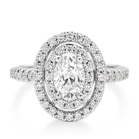 3.0ct Hollow Double Halo Oval Cut Engagement Ring
