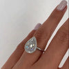 Classic Halo Pear Cut Sterling Silver Solitaire Engagement Ring