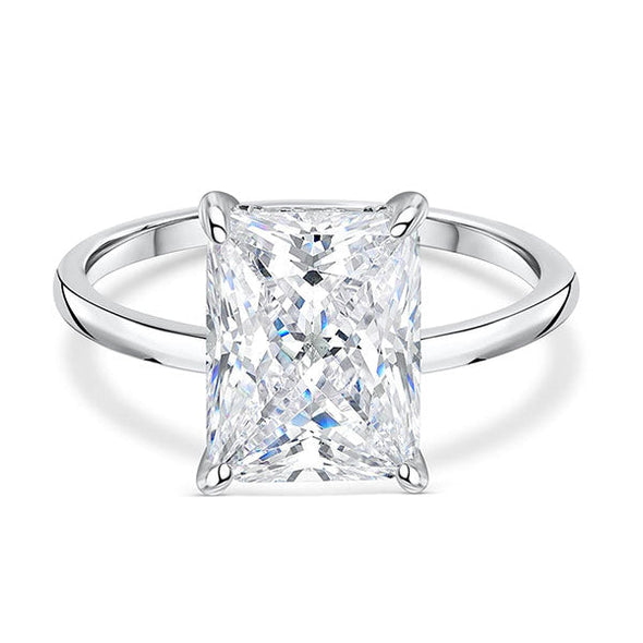 Classic Princess Cut Sterling Silver Solitaire Engagement Ring