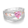 Pink Heart Cut 2PC Bridal Set In Sterling Silver