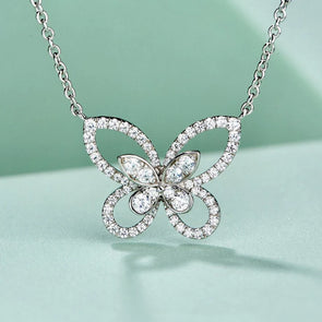 Dainty Butterfly Design Sterling Silver Pendant Necklace
