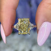 Stunning 4CT Yellow Radiant Cut Engagement Ring In Sterling Silver