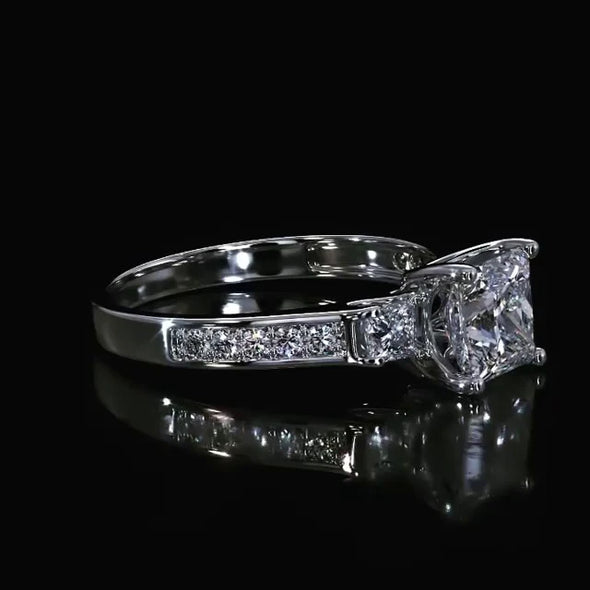 Princess Cut Engagement Ring In Sterling Silver