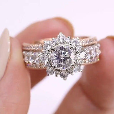 Sunflower Design Sterling Silver Engagement Ring