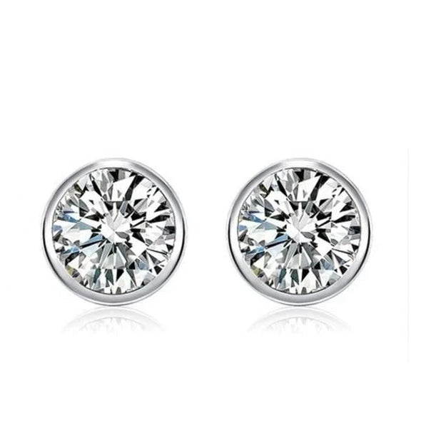 Classic Bezel Sterling Silver Stud Earrings