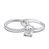 Cushion Cut Sterling Silver Wedding Bridal Set