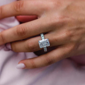 4.0 CT. Princess Cut Engagement Ring With Eternity Band