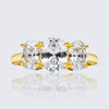 Golden Tone Three Stone Engagement Ring