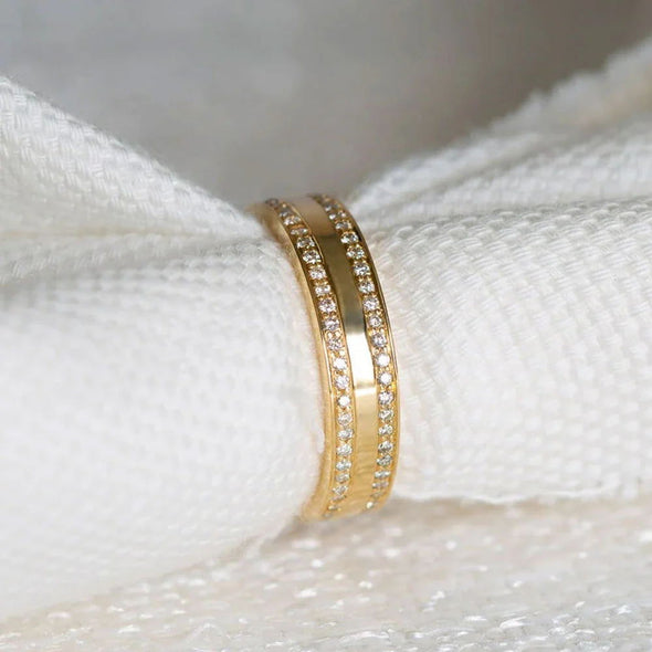 Classic 4mm Golden Tone Wedding Band In Sterling Silver