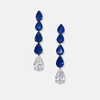 Retro Style Blue Pear Cut Necklace & Earrings Set